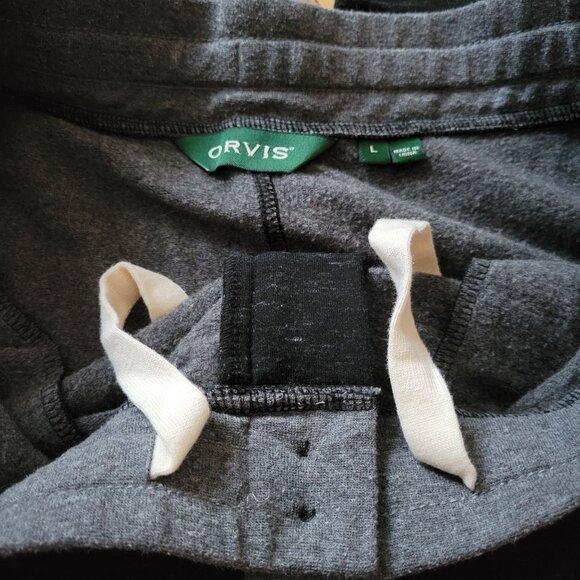 Orvis Mens L Lounge Pants 62% Polyester 33% Rayon 5% Spandex Gray & Black - Picture 4 of 5